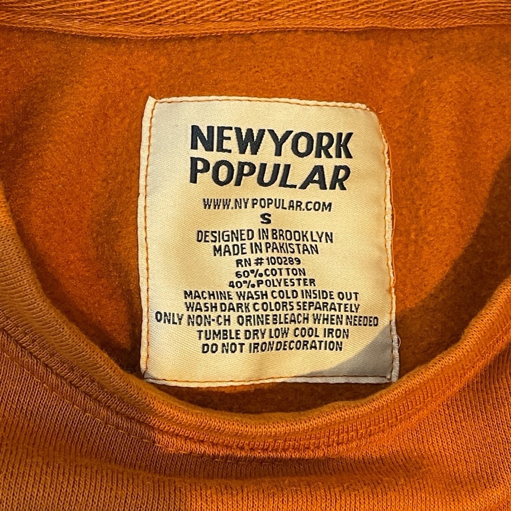 "New York Popular" super soft Gold Crewneck Sweatshirt with Red Hanalei size S - Picture 4 of 11